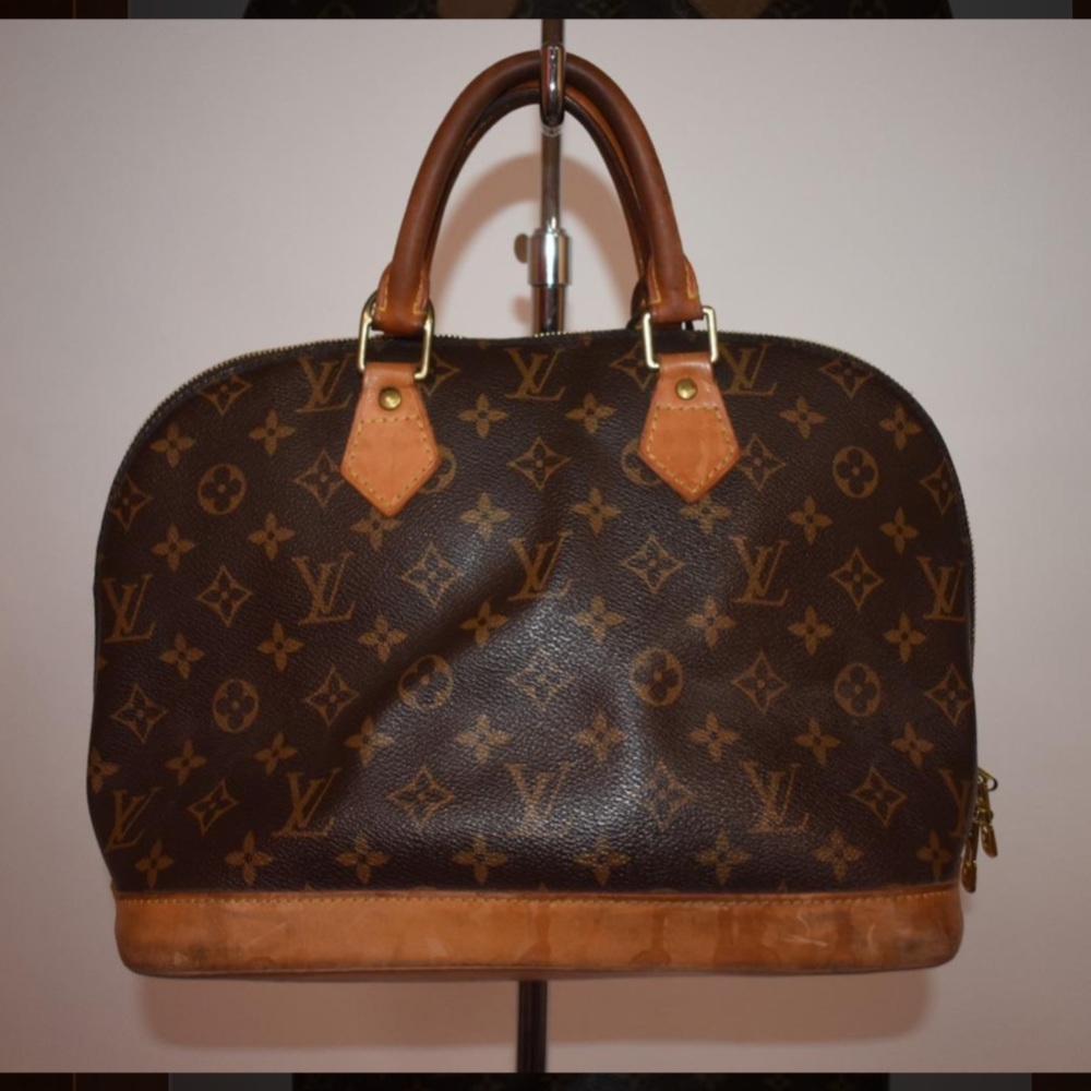 Authentic VTG LOUIS VUITTON ALMA PM MONOGRAM Satchel Bag Purse- Brown Zipper